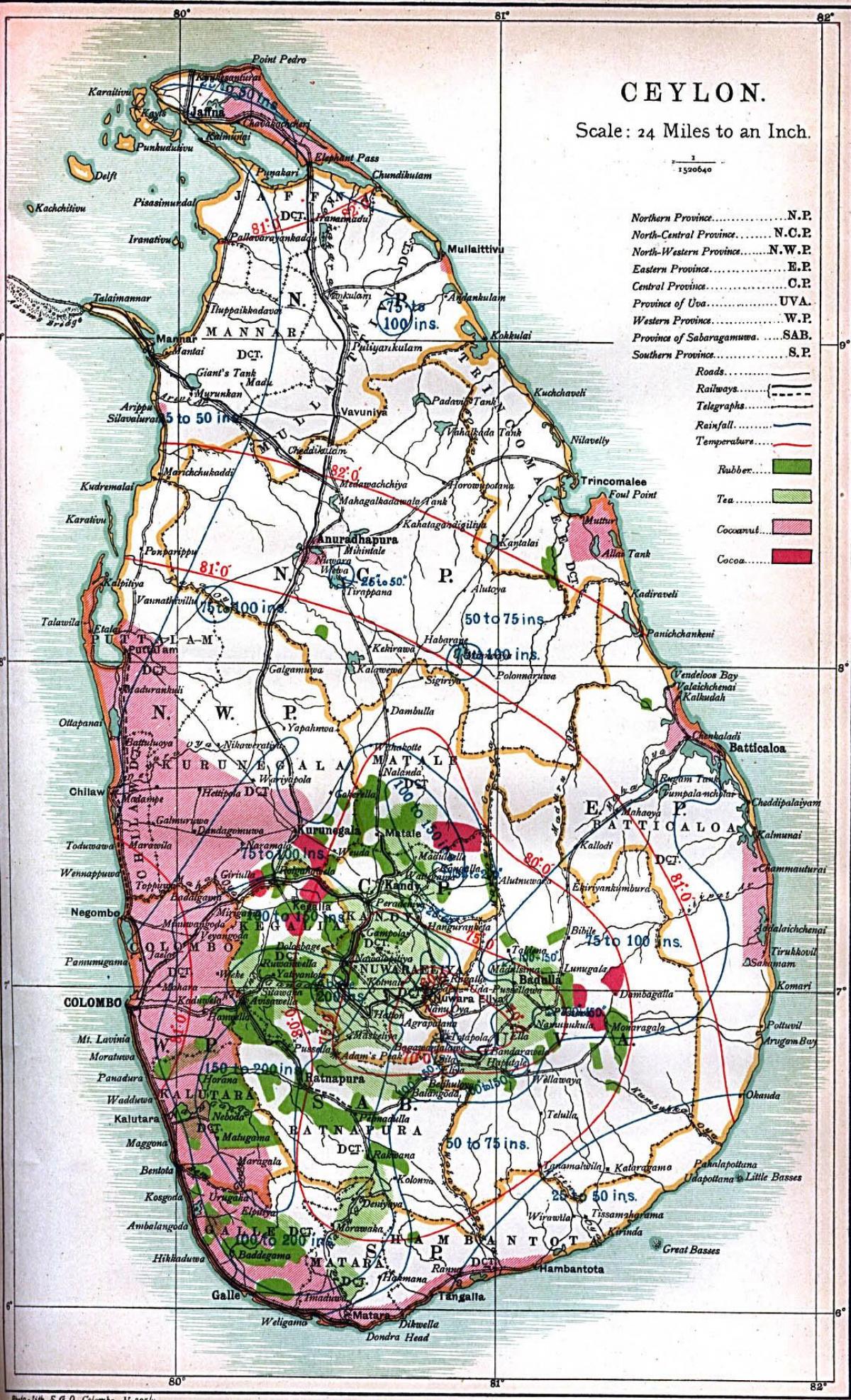 kaart van Ceylon, Sri Lanka