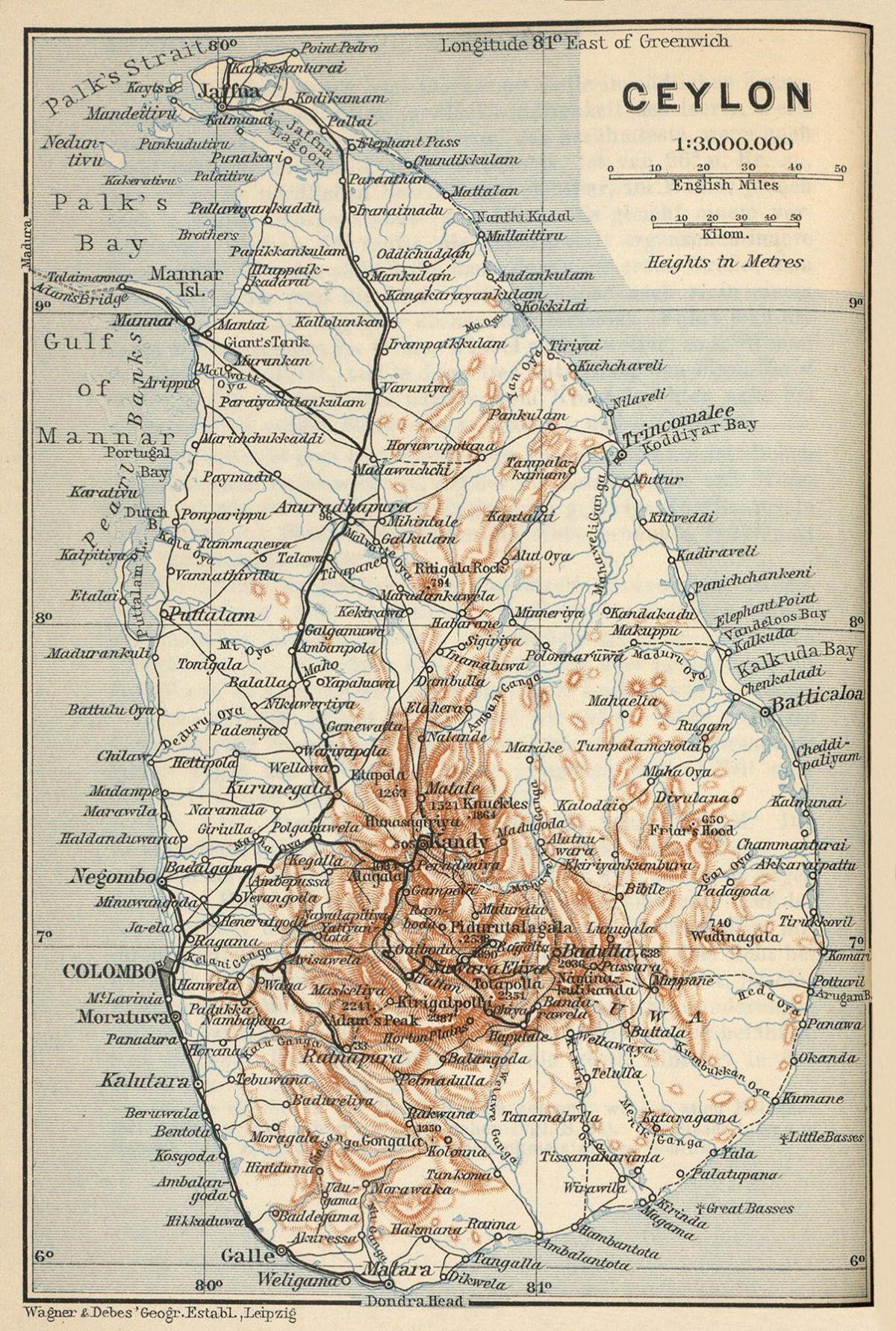 Ceylon op kaart