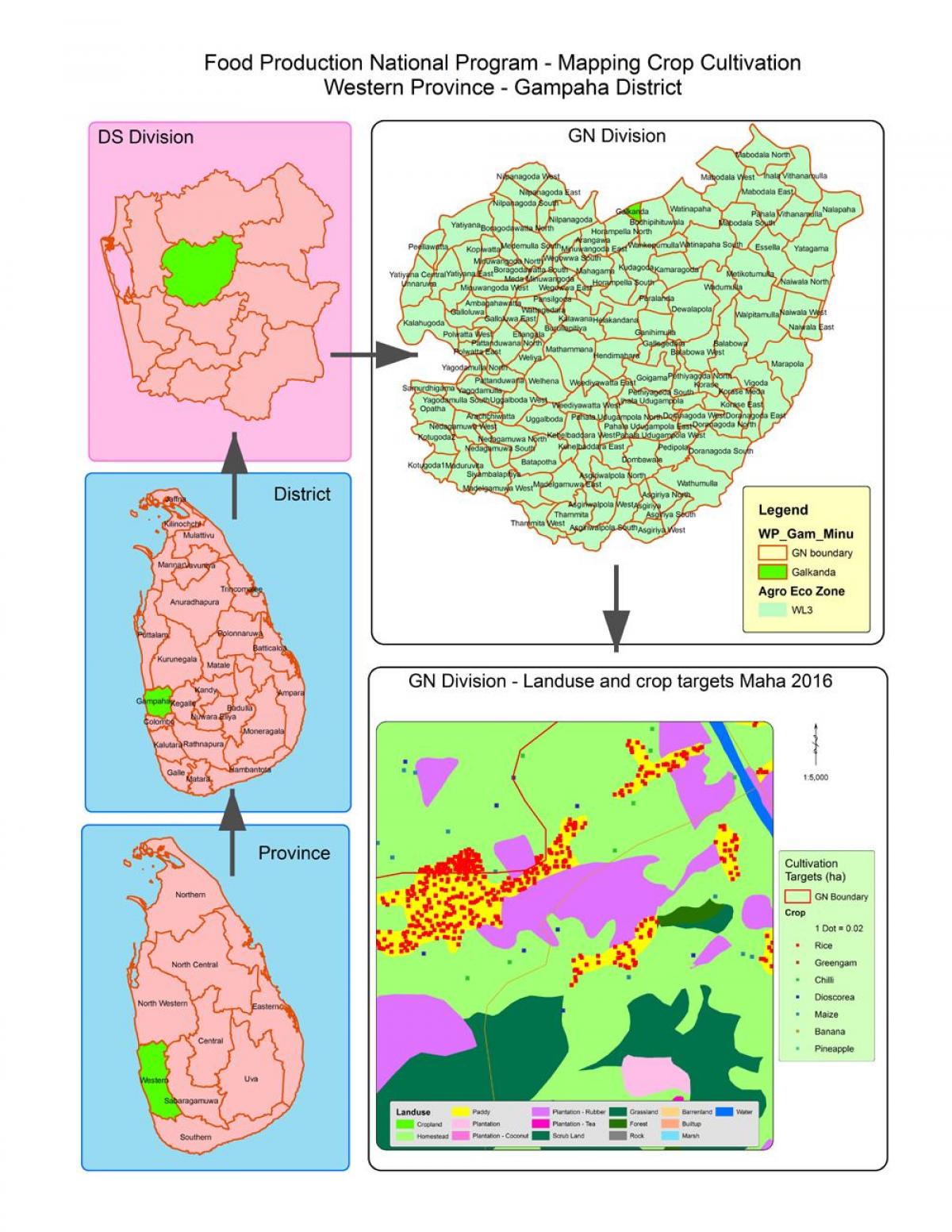 kaart van gn-divisie kaart van Sri Lanka