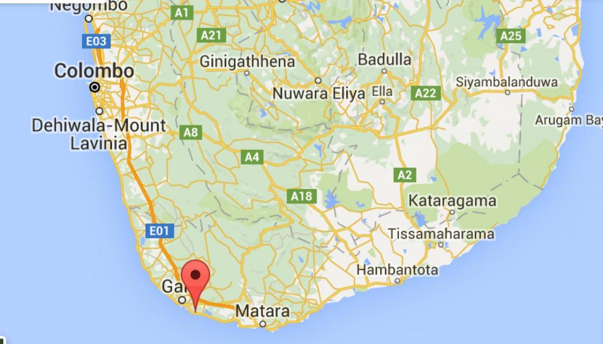  kaart van zuid-westen van Sri Lanka