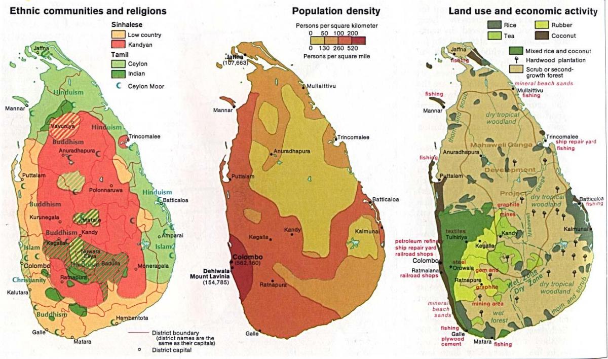 kaart van Sri Lanka landbouw