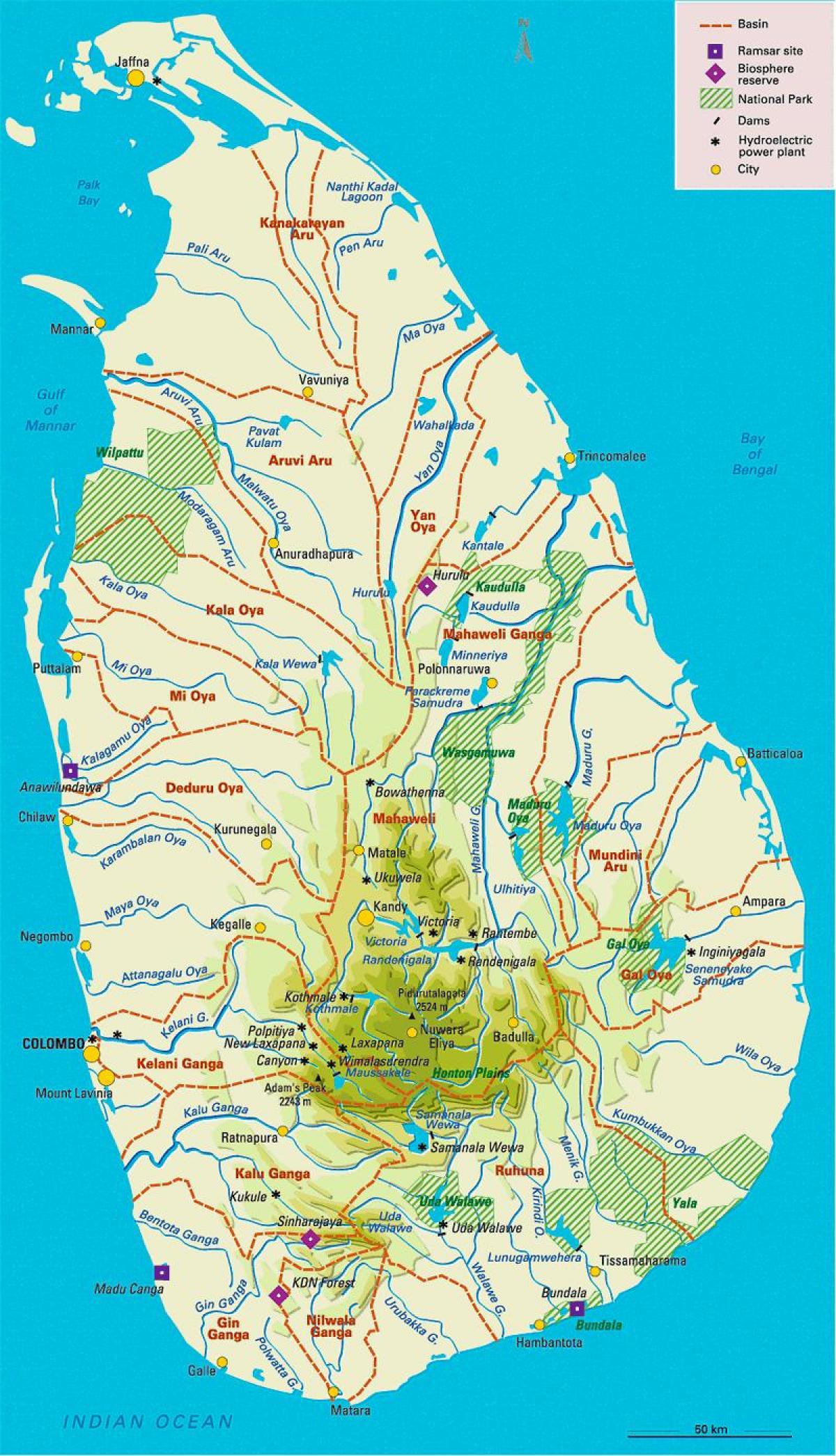 Sri Lankaanse rivieren kaart in het tamil