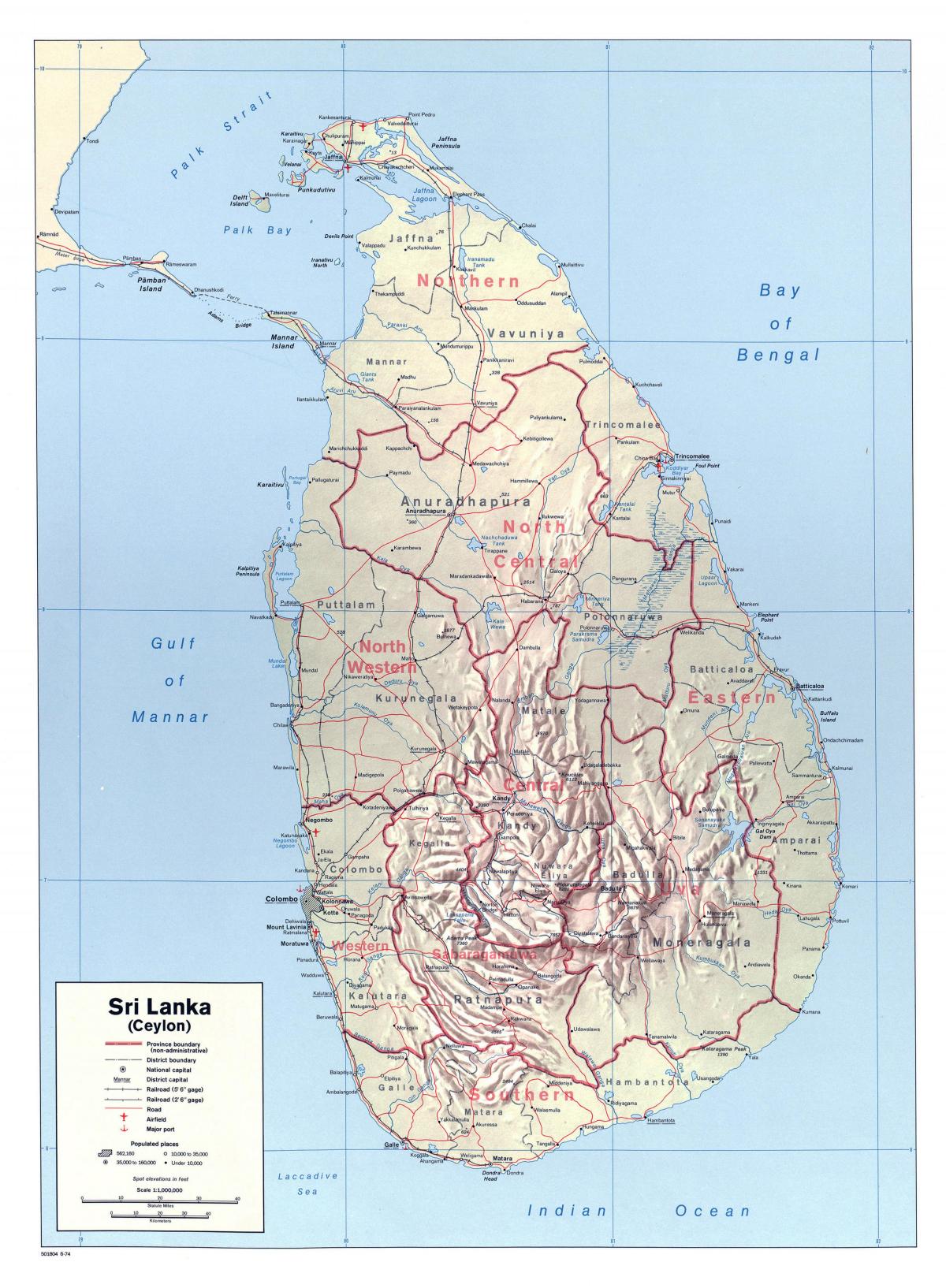 kaart van Sri Lanka met steden
