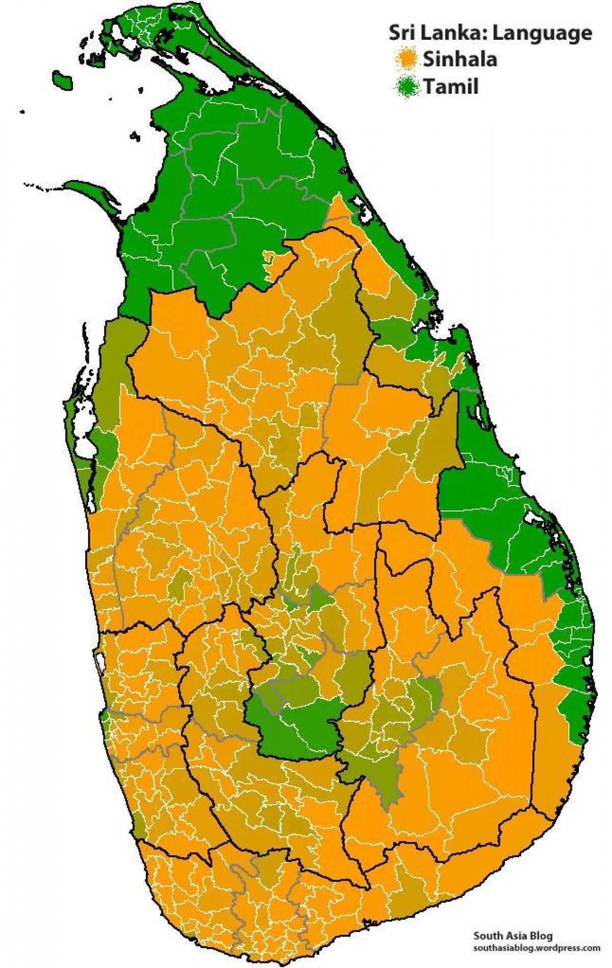 kaart van Sri Lanka taal