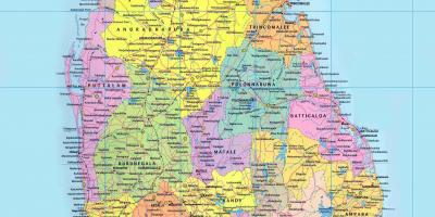 Gedetailleerde kaart van Sri Lanka met wegen