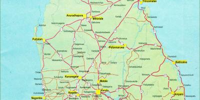Kaart van Sri Lanka kaart met de afstand