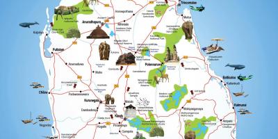 Toeristische plaatsen in Sri Lanka kaart