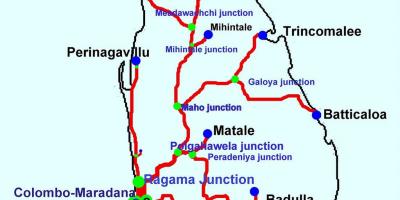 Treinen in Sri Lanka kaart