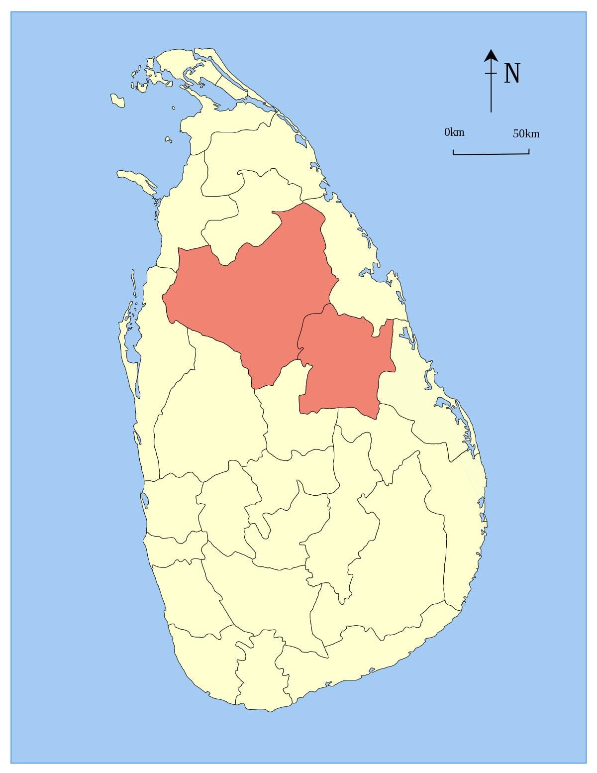 centrale provincie van Sri Lanka kaart