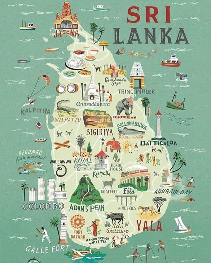 kaart van Sri Lanka kaart poster