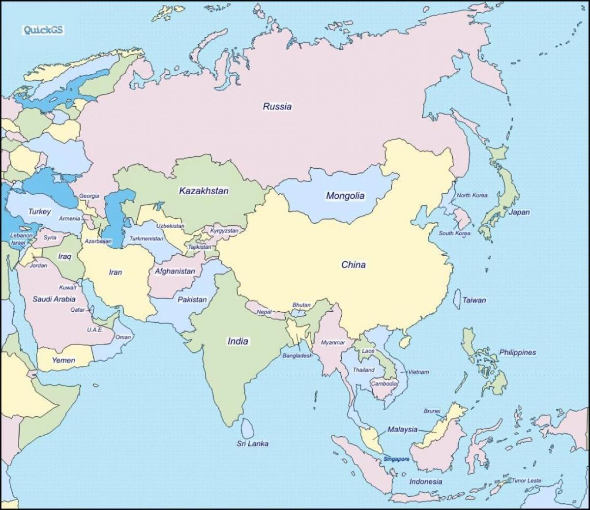 kaart van Sri Lanka en de omliggende landen