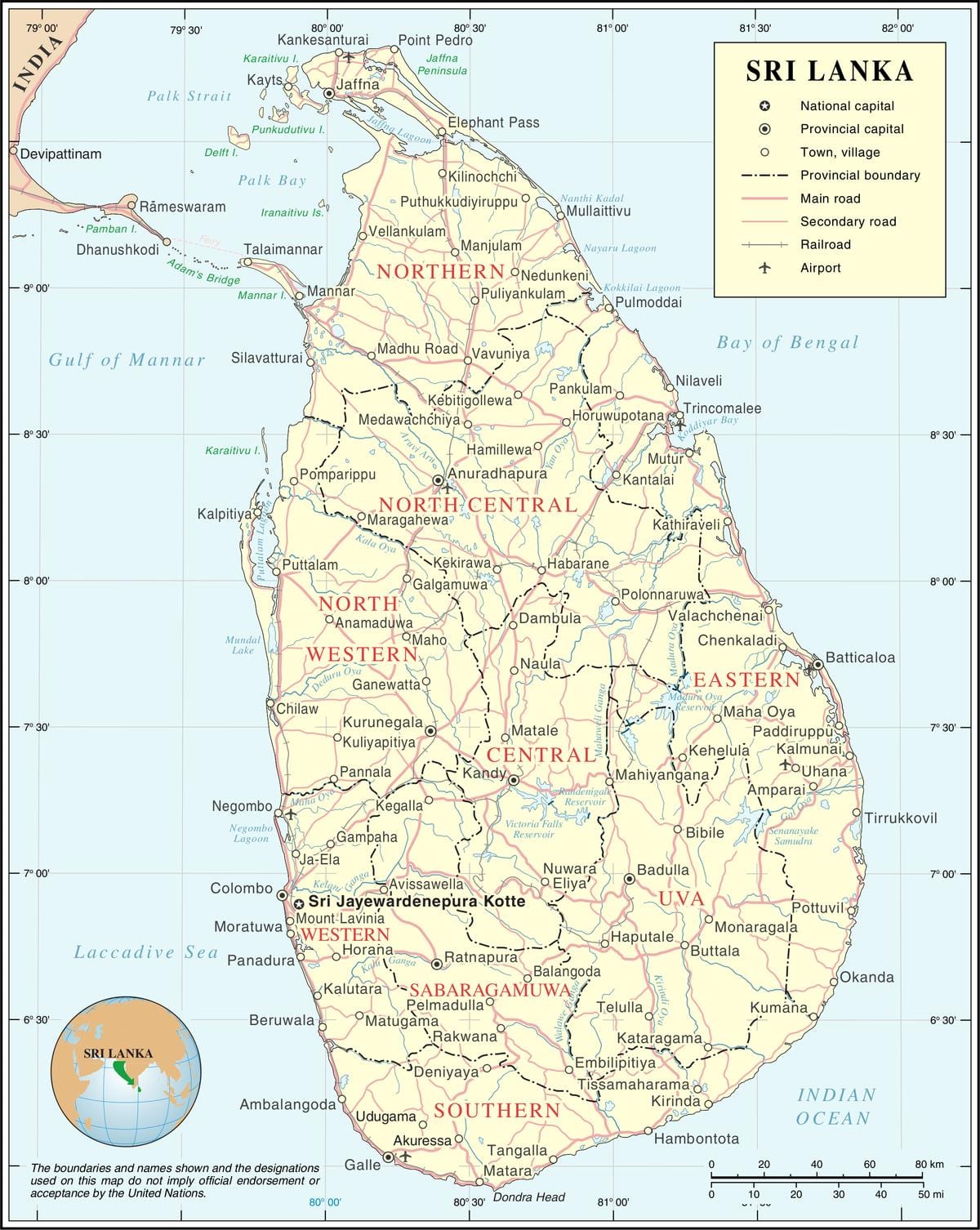 kaart van Sri Lanka stad