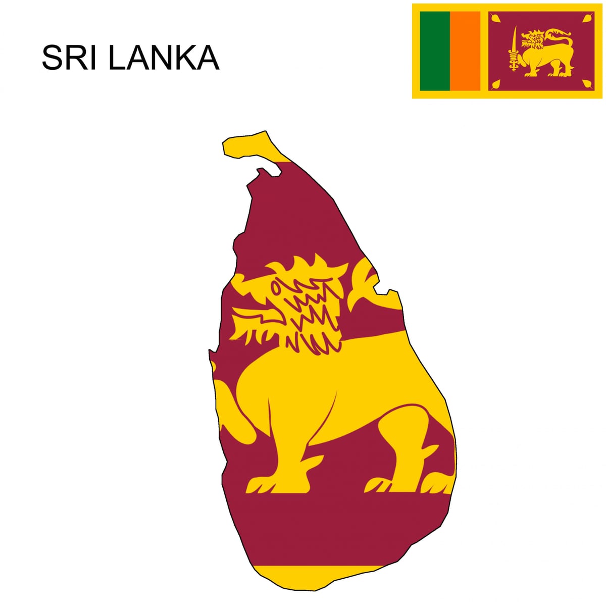 kaart van Sri Lanka vlag