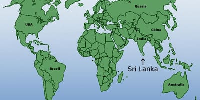 Ceylon locatie op de kaart van de wereld