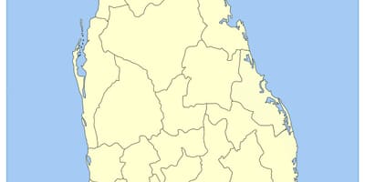 Kaart van het zuiden van Sri Lanka