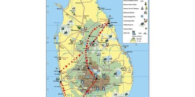 Kaart van de symbolen in Sri Lanka