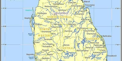 Kaart van Sri Lanka historische plaatsen