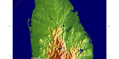 Kaart van Sri Lanka hoogte