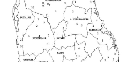 Kaart van Sri Lanka kaart van zwart en wit