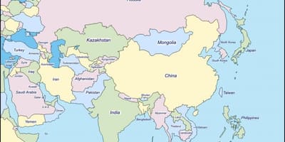 Kaart van Sri Lanka en de omliggende landen