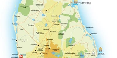 Kaart van Sri Lanka poorten