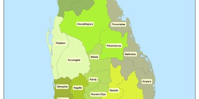 Sri Lanka district kaart in het sinhala