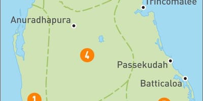 Kaart van Sri Lanka regio ' s