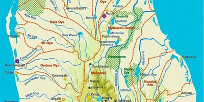 Sri Lankaanse rivieren kaart in het tamil