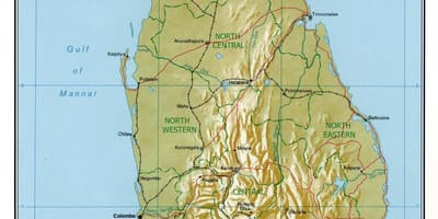 Kaart van Sri Lanka wegen met kilometers