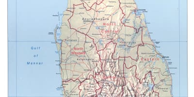 Kaart van Sri Lanka met steden