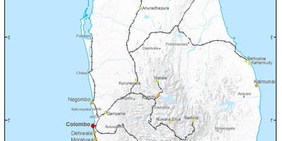 Treinverbindngen Sri Lanka kaart