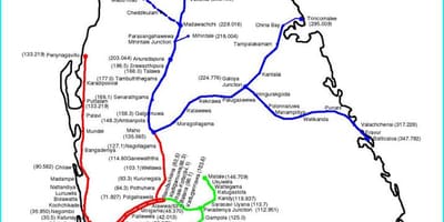 Sri Lanka rail netwerk kaart