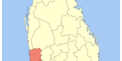 Kaart van Sri Lanka westelijke provincie