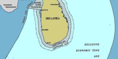 Kaart van Sri Lanka zee